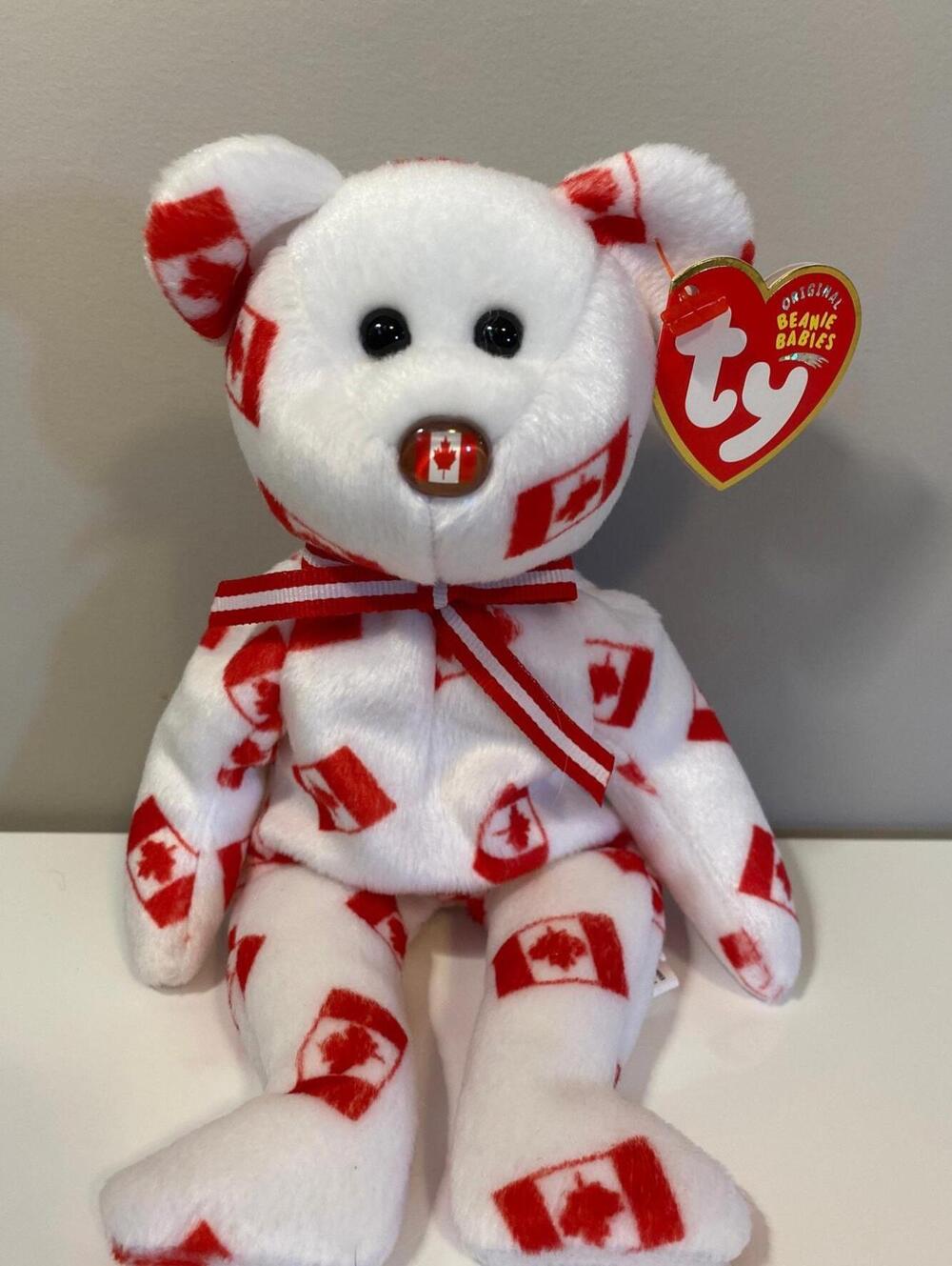Ty Beanie Baby Discover the Bear - Canada Exclusive - with Flag Nose! (8.5 inch)